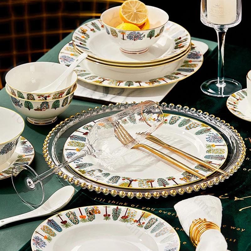Light Luxury Unique Ceramic Plates High End Restaurants Steak Plate Afternoon Tea Desserts Coffee Cups Home Soup Plate Tableware