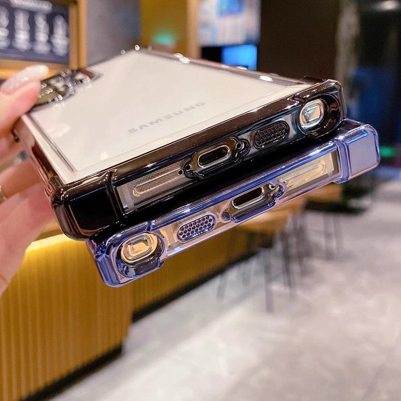 Custodia Galvanizzata Anti-Caduta a Quattro Angoli per Samsung S25 S24 S22 Ultra S23 S21 Fe A55 A54 A53 A35 A15 Quadrata Antiurto Copertura di Protezione Lente