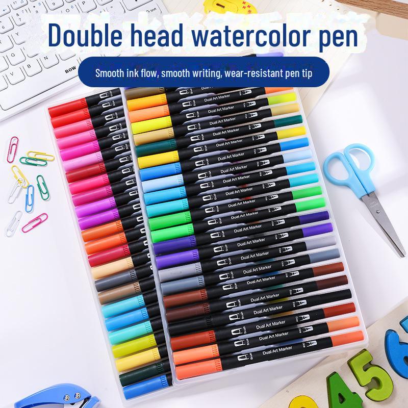 

«Набор из двухсторонних акварельных ручек и блокнотов для студентов, комикс-рисование»