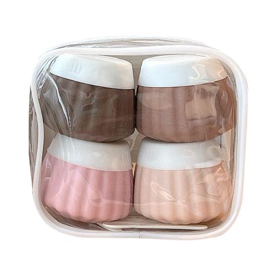 4Pcs 40ML Silicone Travel Bottle with Clear PVC Bag Leak Proof Reusable Facial Cream Lotion Sunscreen Storage Jar Portable Refillable Empty Toiletries