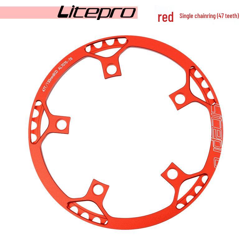 Litepro Folding Bike Crankset with Round Chainrings: 45T, 47T, 53T, 56T, 58T - Square Hole Design