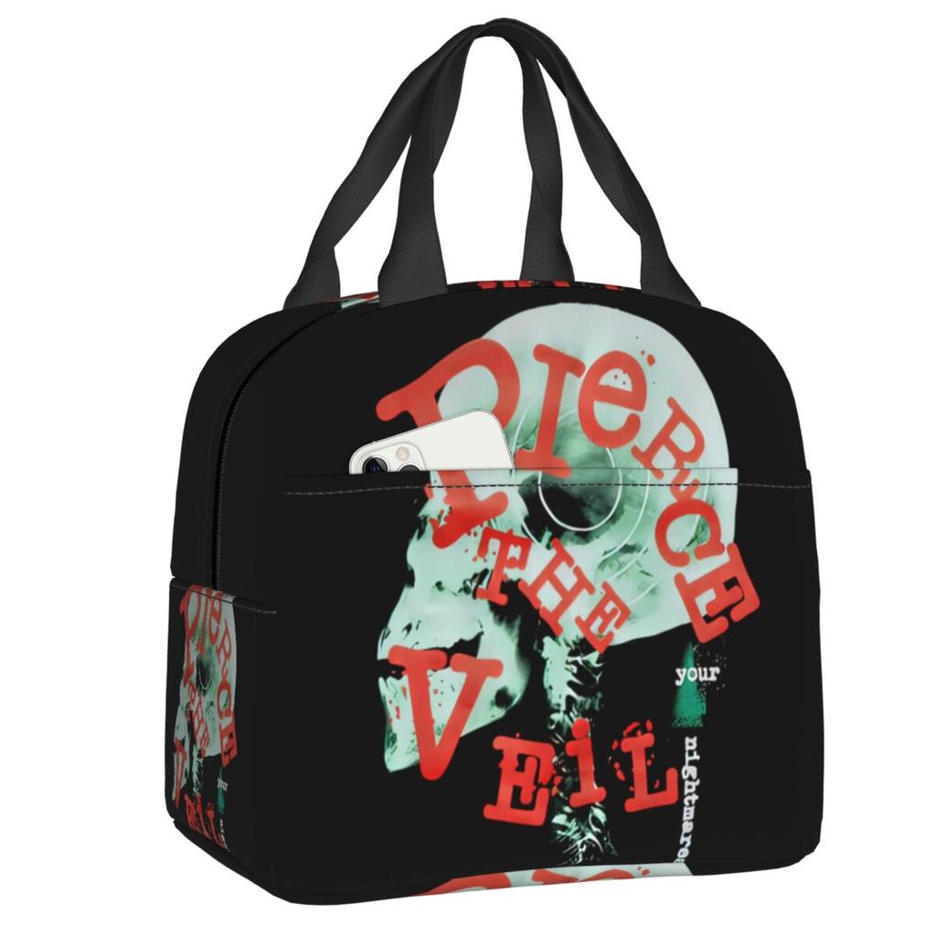 Custom Rock Band Pierce Veil Insulated Lunch Bags for Work School Leakproof Thermal Cooler Lunch Box Women Children