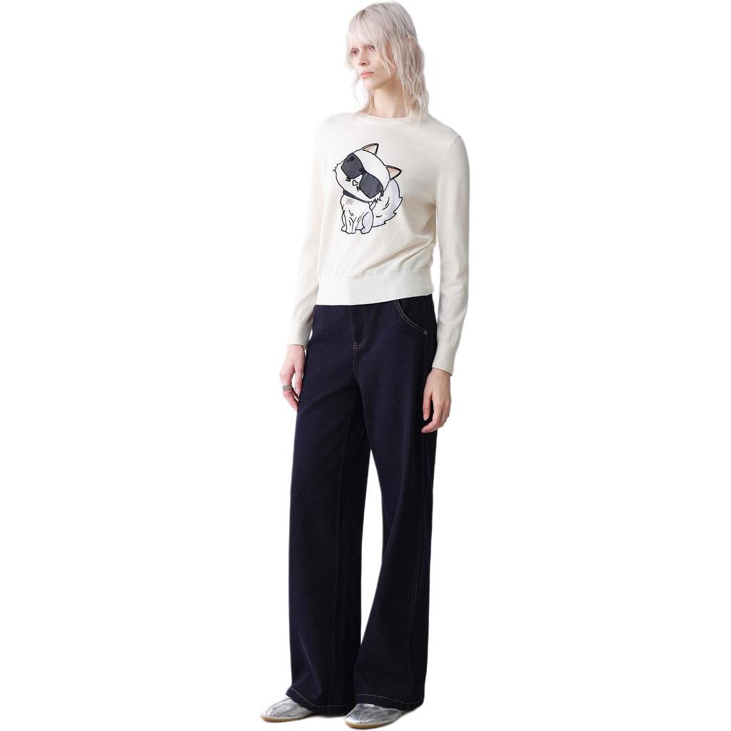 Karl Lagerfeld Sweaters Women's Ecru Crew Neck Moderate Other P27L2318110