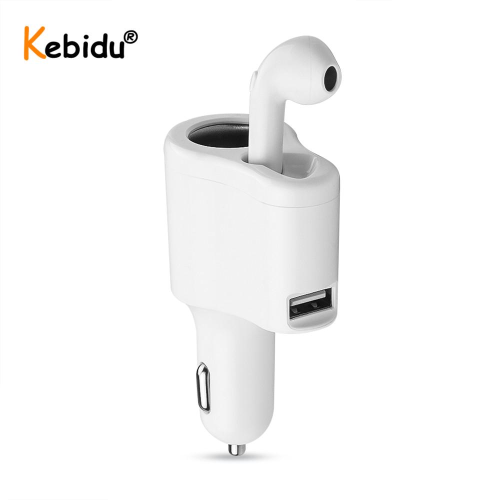 Buy 3 In 1 Fast Car Charger with Bluetooth Earphone 5V/2.4A 2 USB