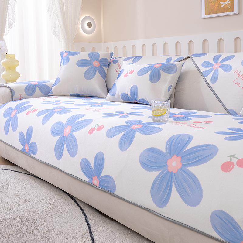 Sofa Cushion New Summer High -End Ice Silk Seat Cushion For Summer Cool Washable Non -Slip Sofa Cover Cover Cloth 