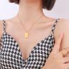 Retro Plaid Square Pendant Titanium Steel Necklace for Women - 18K Gold Plated Clavicle Chain