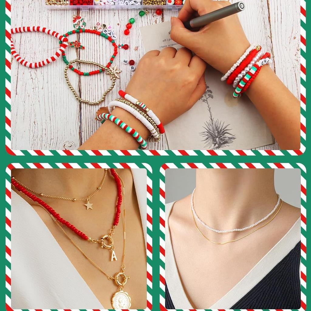 Christmas Bracelet Beaded Set Jewelry Making Soft Pottery Friendship Letter Bead Set Diy Jewelry Accessories