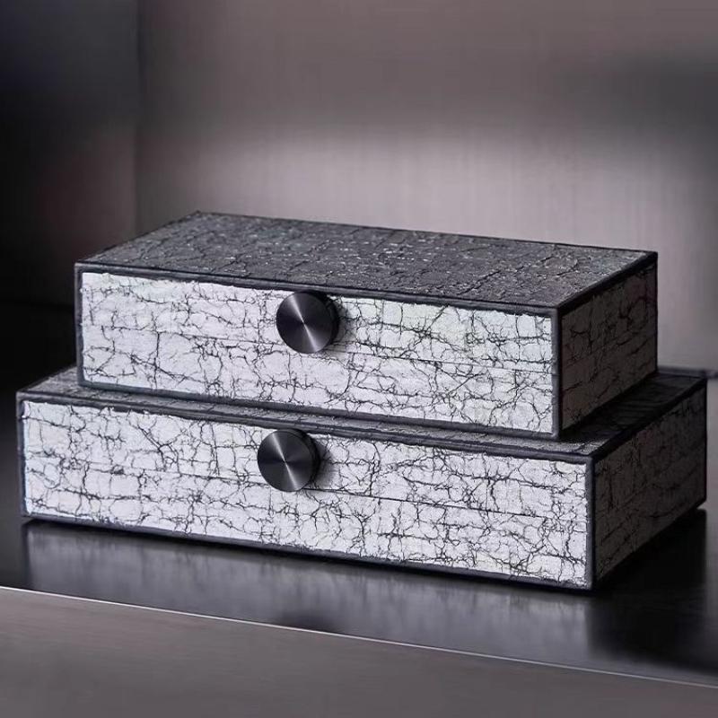 Leopard Print Storage Box Jewelry Box Rectangular Covered Sealed Desktop Storage Container Wooden Creative Ornaments