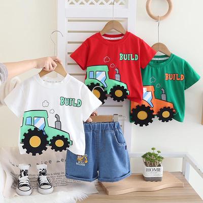 Jungen Sommer 2025 Cartoon Traktor Kurzarm & Shorts Set