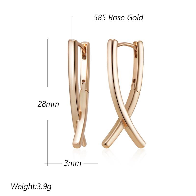 Fashion Glossy V Shape Dangle Earrings For Women Simple Rose Gold Color Earrings High Quality Daily Fine Jewelry