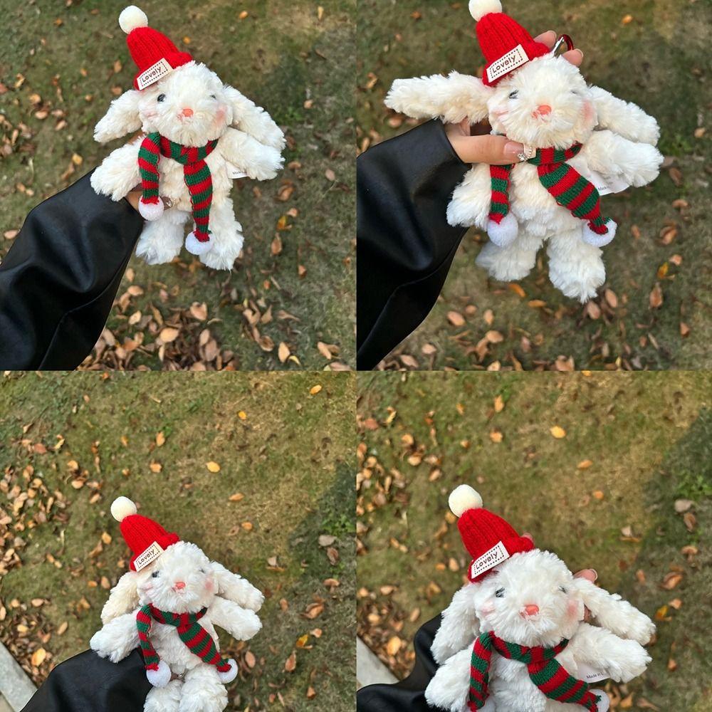 Cartoon Cartoon Plush Keychain Soft Plush Doll Key Ring Cute Christmas Rabbit Pendant  Girls