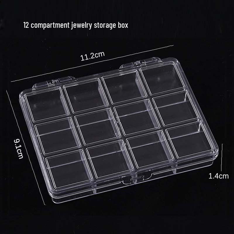 Nail Art 12-Grid Transparent Storage Box for Accessories & Electronic Components