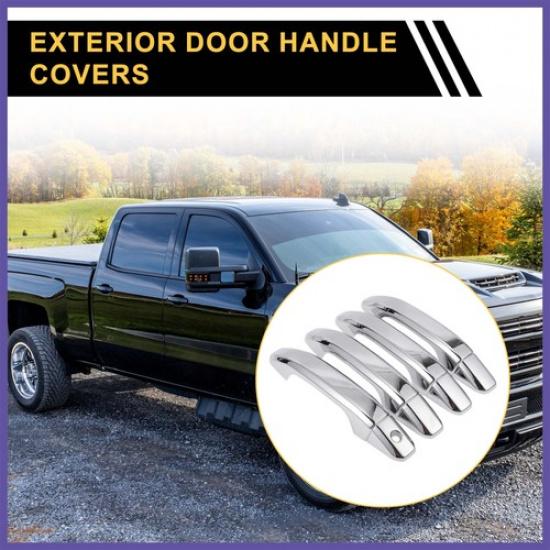 4 pcs Exterior Door Handle Cover for GMC Yukon without Keypad Chrome Silver Tone