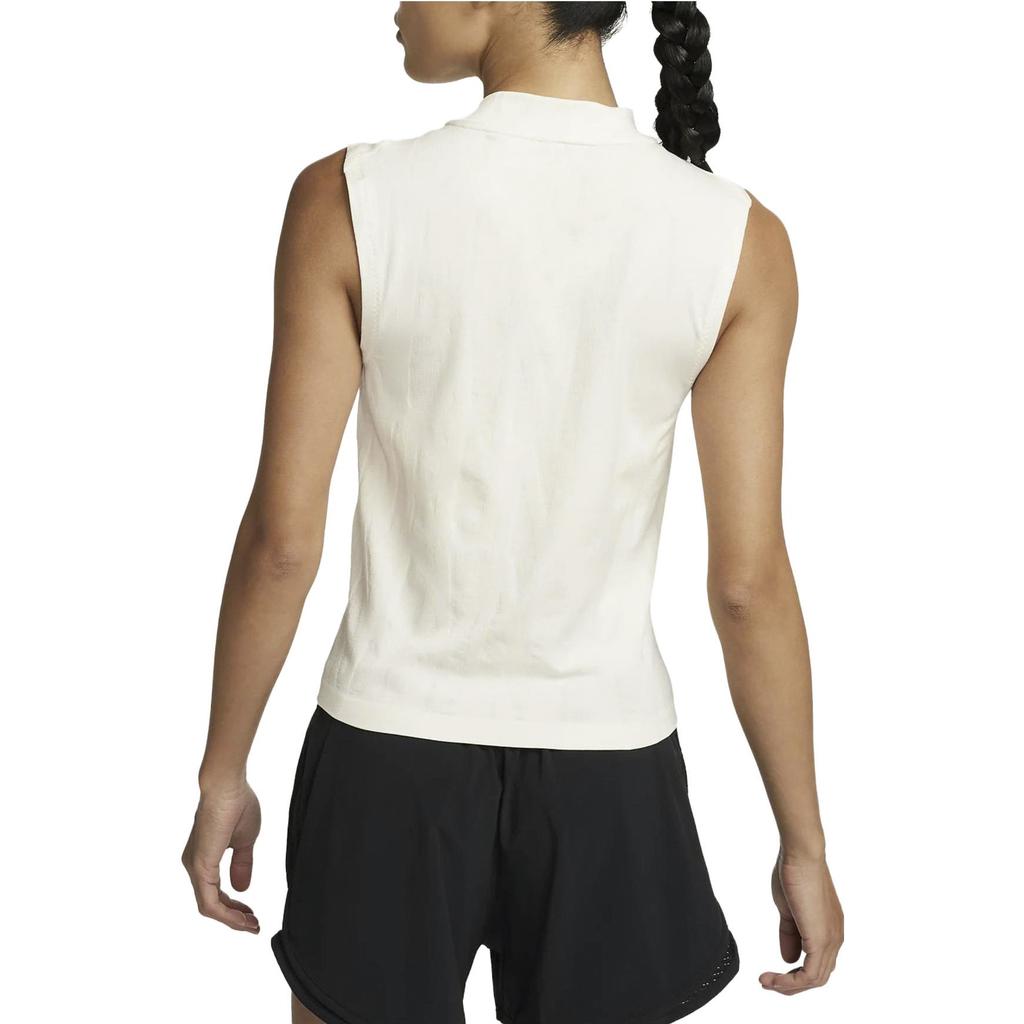 Nike Solid Color Sleeveless High Neck Sports Vest Women tops Ivory FB7631-110
