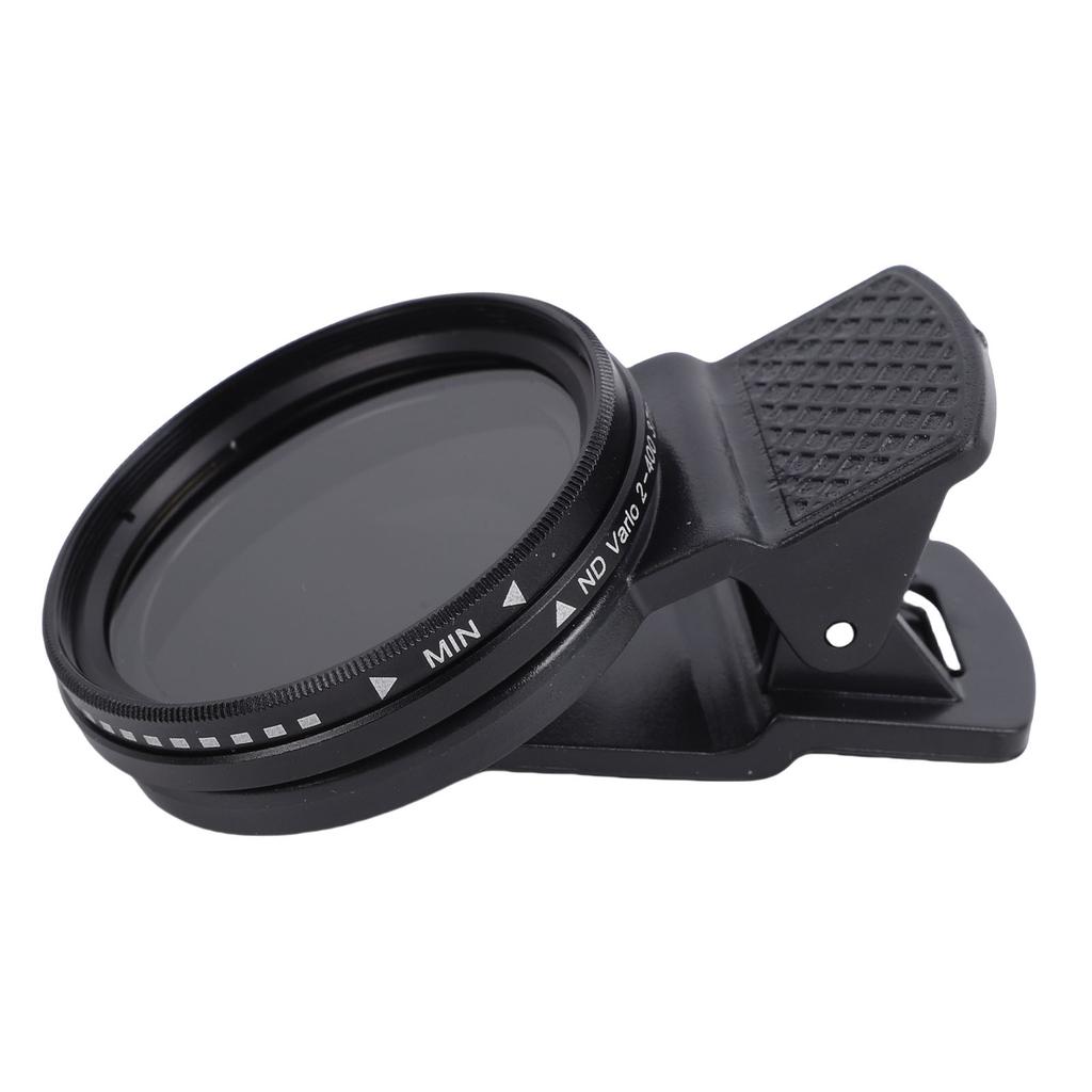 37mm Adjustable ND Filter ND2 400 Variable Neutral Density Lens Filter with Clamp for Smartphone Mount Reduces Light