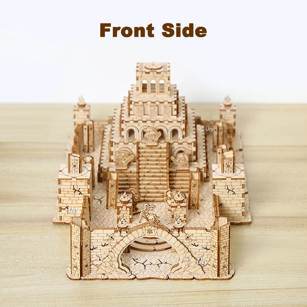 3D Wooden Puzzle WW2 War City Postwar Relic Handmade Mechanical Assembly House Model DIY Kits Toys Decoration Gifts G222
