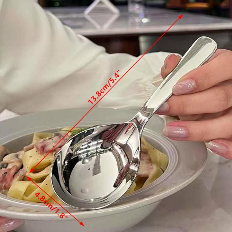 Stainless Steel Round Spoon Net Red Golden Dinner Long Handle Stirring Dessert Spoons For Kitchen Accessories Gadgets