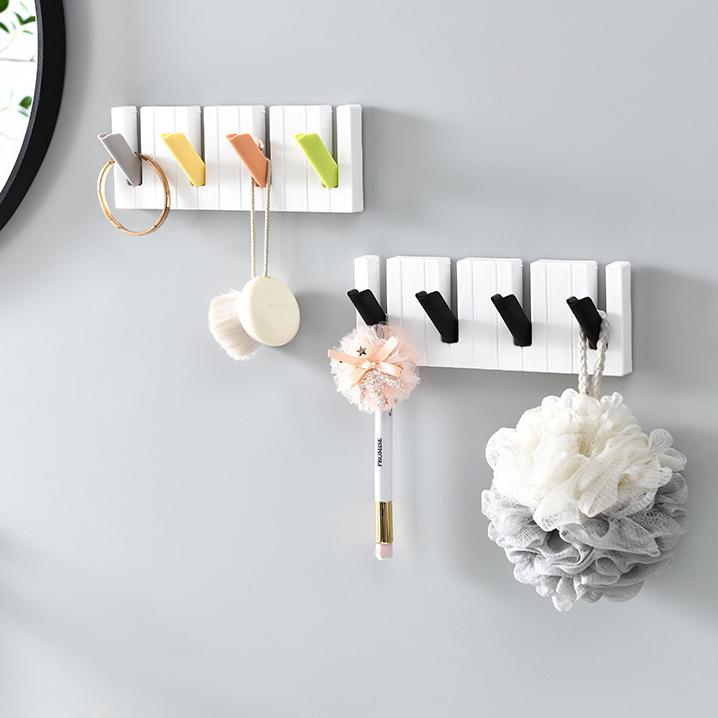 2PCS Piano Hooks Clothes No Punch Back Door Clothes Hat Key Hooks Entry Piano Keys Hats Bags Entryway