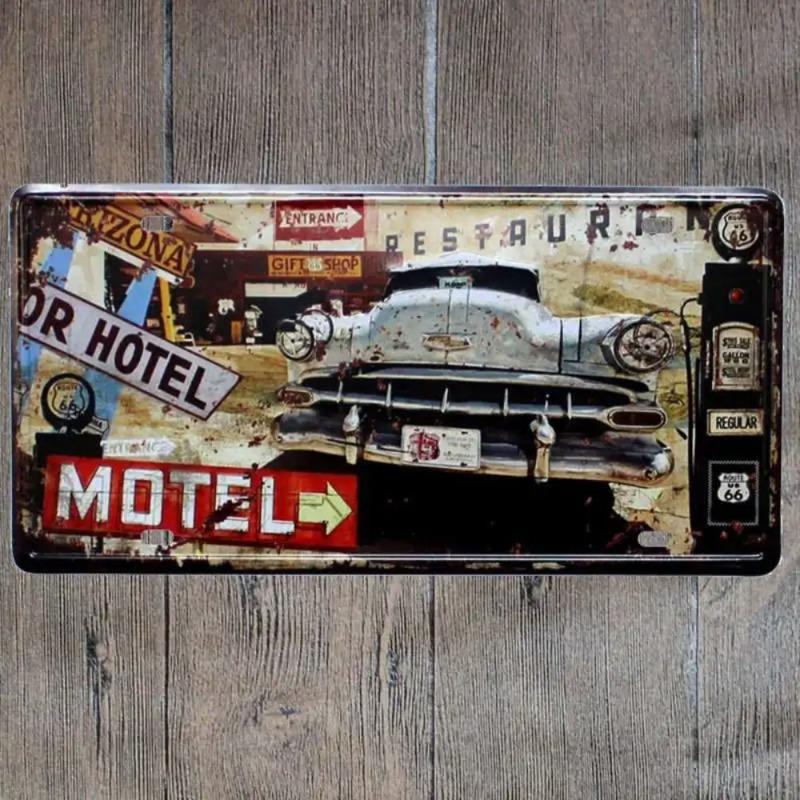 Retro Car 2D Metal Sign, Aluminum Wall Decor 15x30cm
