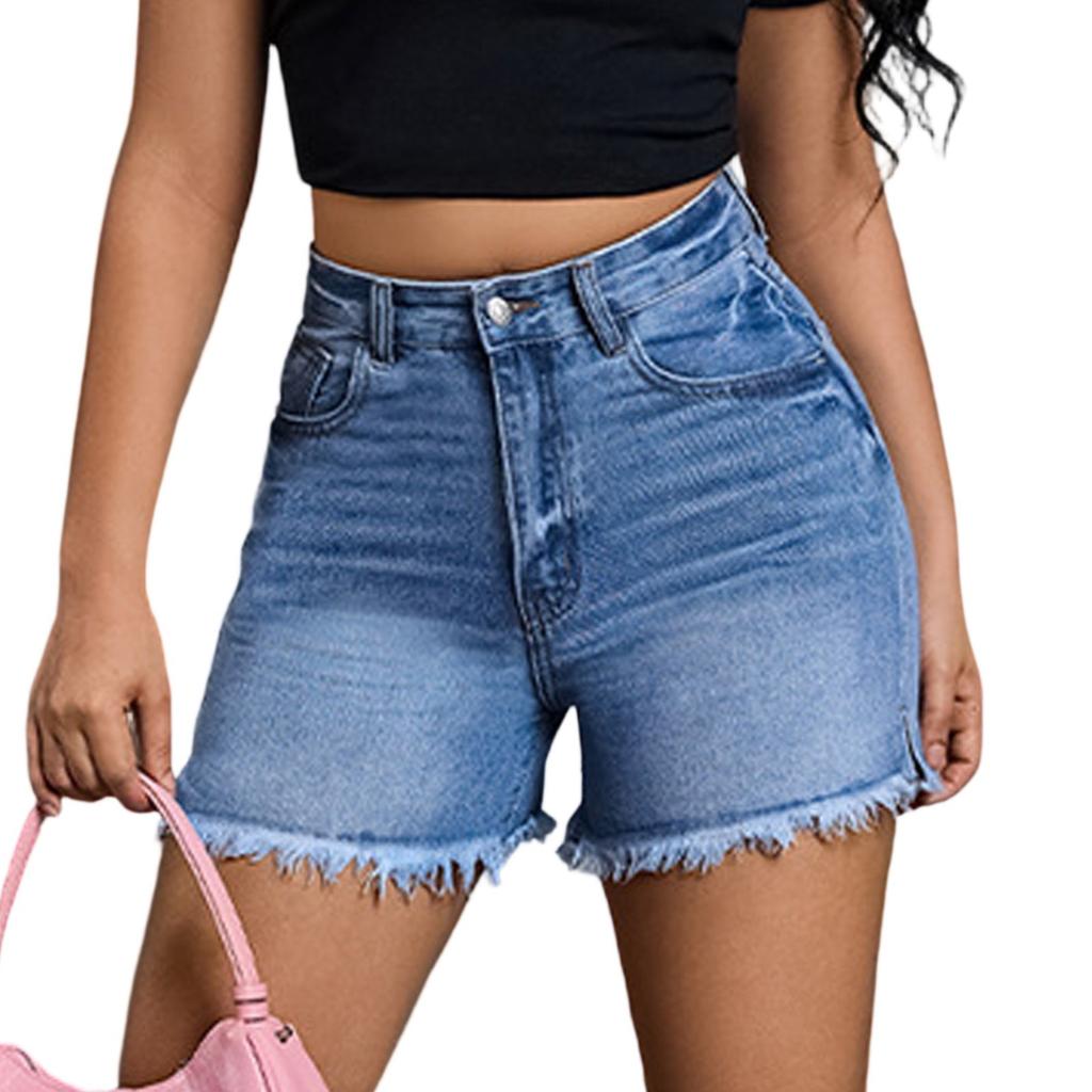 Damen-Jeansshorts im Used-Look – Lässige Hotpants mit ausgefranstem Saum