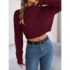 Autumn and Winter Casual Solid Color Twist Long-sleeved Pullover Navel-baring Sweater