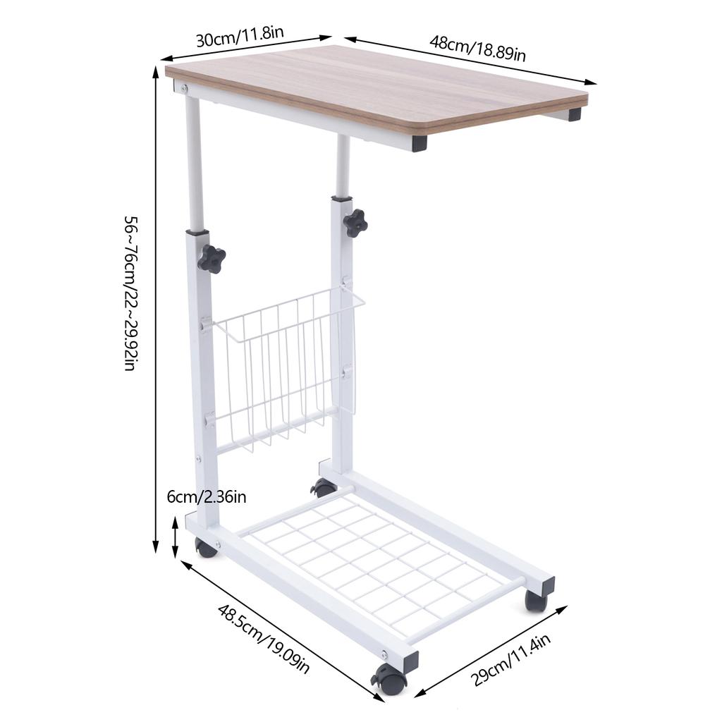 Mobile Sofa Side Table, Height Adjustable Rolling Bedside Table, Notebook Tablet Coffee Tray Portable Snack Table For  Offices