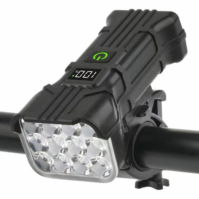 2 In1 12LED Bicycle Light with Horn Bike Headlight Power Bank Flashlight Handlebar USB Charging MTB Road Cycling Highlight