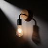 Modern Minimalist Iron Wall Lamp With Wooden Base For Bedroom Living Room Decor