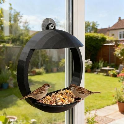 Suction Cup Window Bird Feeder 3D Printed Squirrel Proof Bird Feeder House Waterproof Open Tray Bird Feeding Dispenser