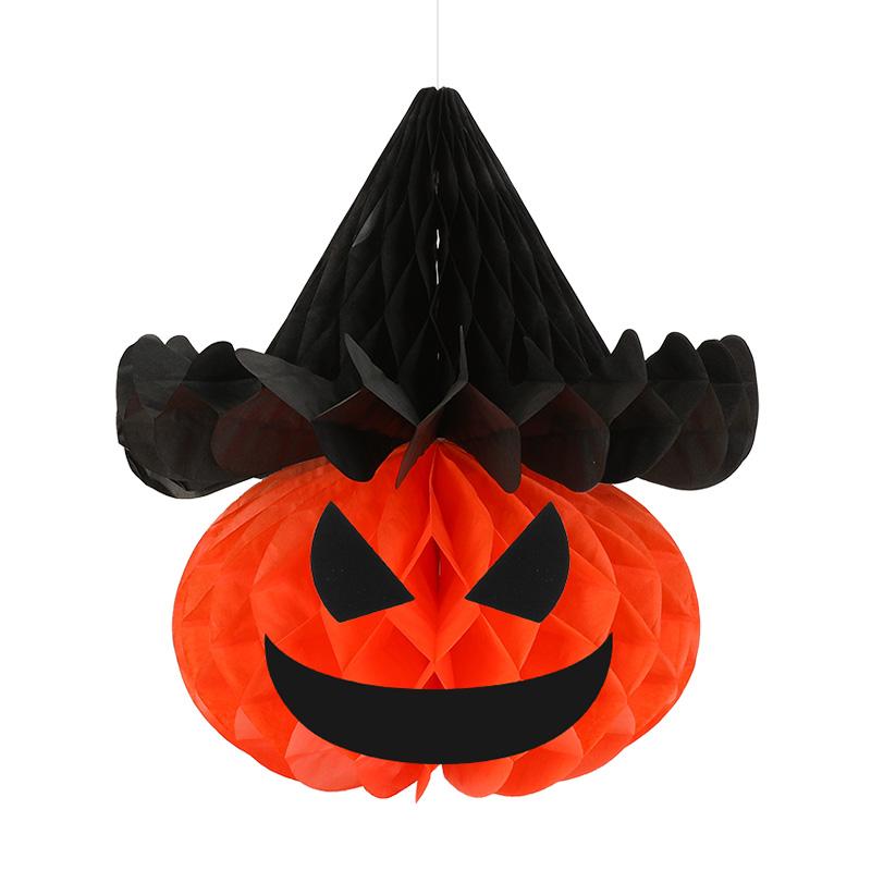 1pcs Halloween Party Decoration Honeycomb Ball Hanging 3D Spider Pumpkin Paper Lantern Crafts for Home Indoor Outdoor Decor
