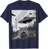 Funny Cat Selfie With Alien UFO Cool Animal Lover Unisex T-Shirt