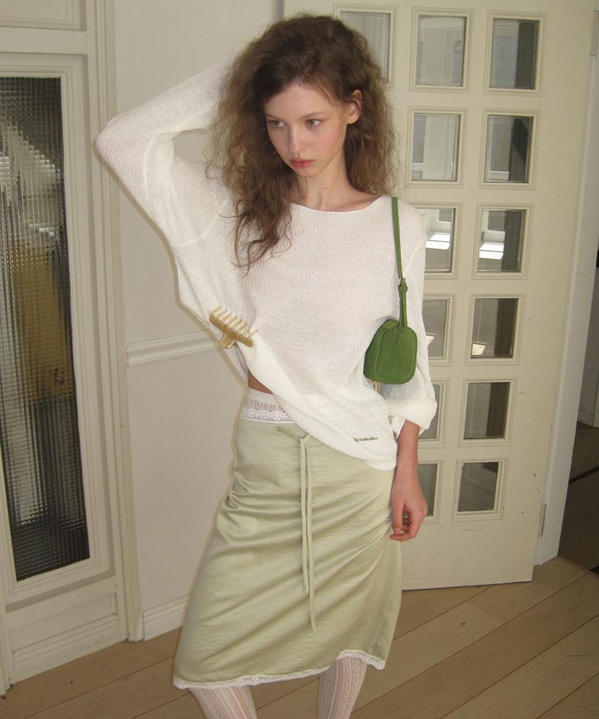 Eopaeleolakaibeu Easy Lace Satin Midi Skirt - Mint