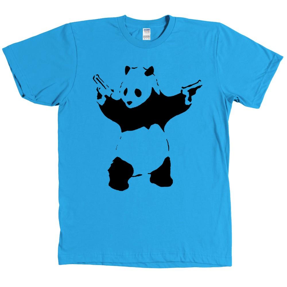 Banksy Panda With Guns Stencil Graffiti Shirt - MULTIPLE COLORS Unisex T-Shirt M