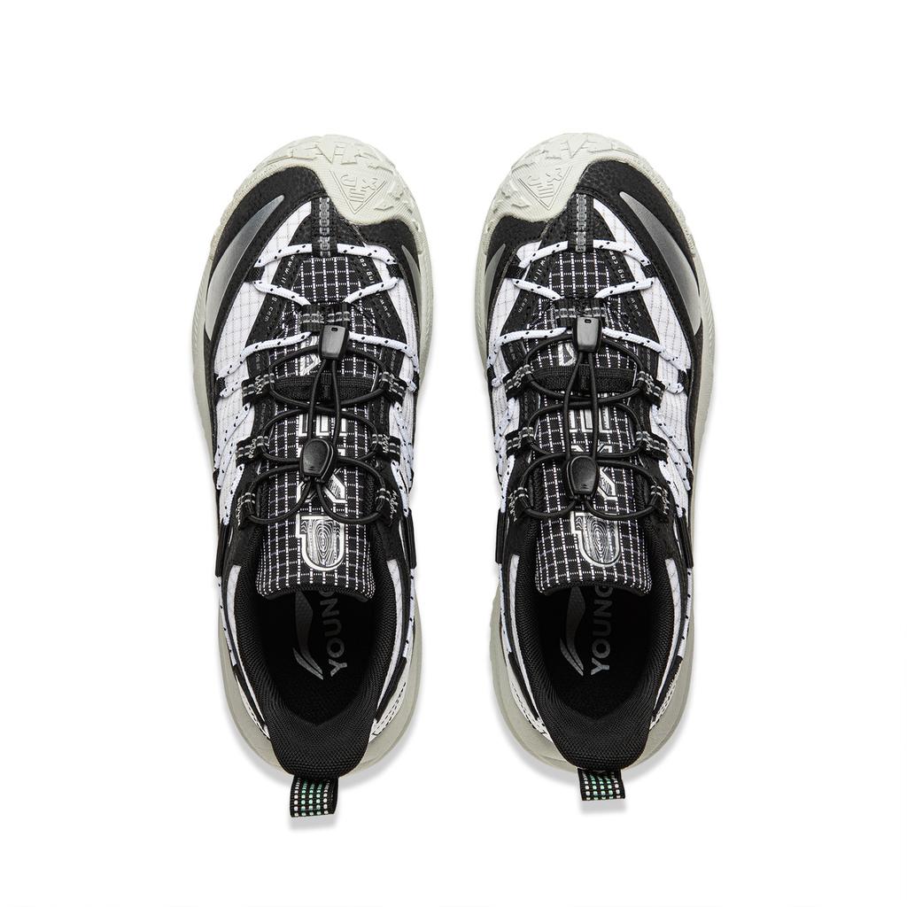 Li Ning Kids Yan Luan 1.0 Synthetic Leather Fabric Comfortable Shock Absorption Support Low Top Outdoor Shoes Kids Shoes Black White YKEV002-5