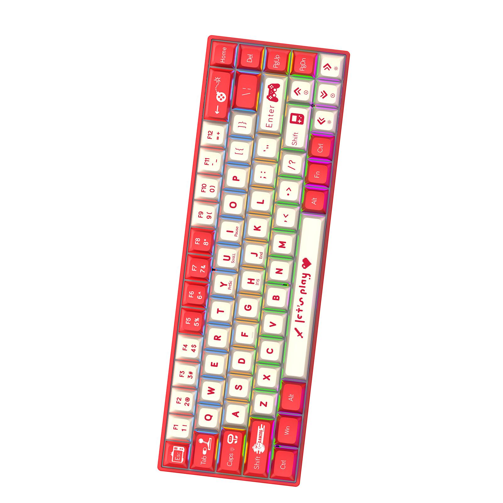 

68 Keys Mechanical Keyboard Red Wired Connection Portable Gaming Keyboard