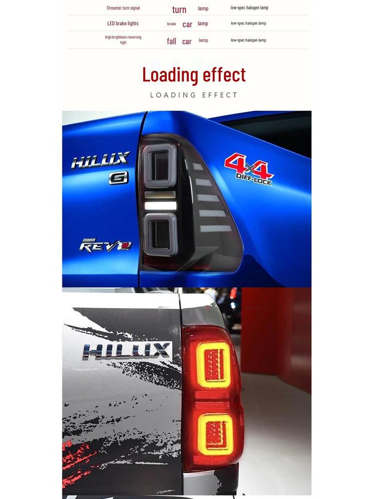 LED Flowing Water Taillight Assembly for 2015-2025 Toyota Hilux REVO