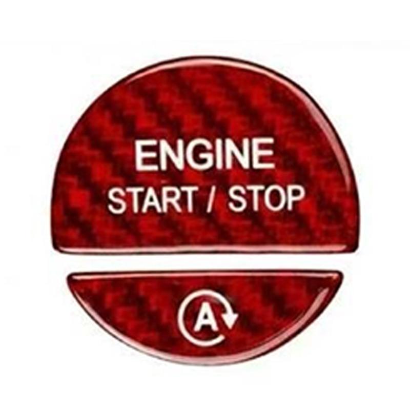 Push Start Button Sticker Trim , Carbon Fiber Look Cover with Adhesive Fit Car Interior Engine Start Stop Button Cover