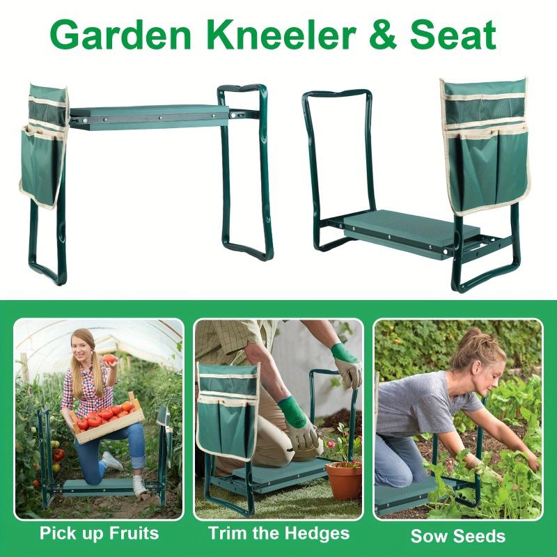 1set Garden Kneeler and Seat Foldable Gardening Bench Stool with Tool Bag Pouch EVA Foam Pad Outdoor Practical Garden Tools.