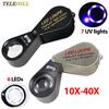10X-40X Folding Loupe Magnifier Jewelry Magnifying Glass Triplet Lens Optical Glass Illuminated Magnifier with 6 LED 7 UV Lights
