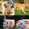 Fun Colorful Cats Dogs Elastic Ball Macaron TPR Woven Bell Ball Teeth Grinding Bite Resistant Toy Ball Relief Toy