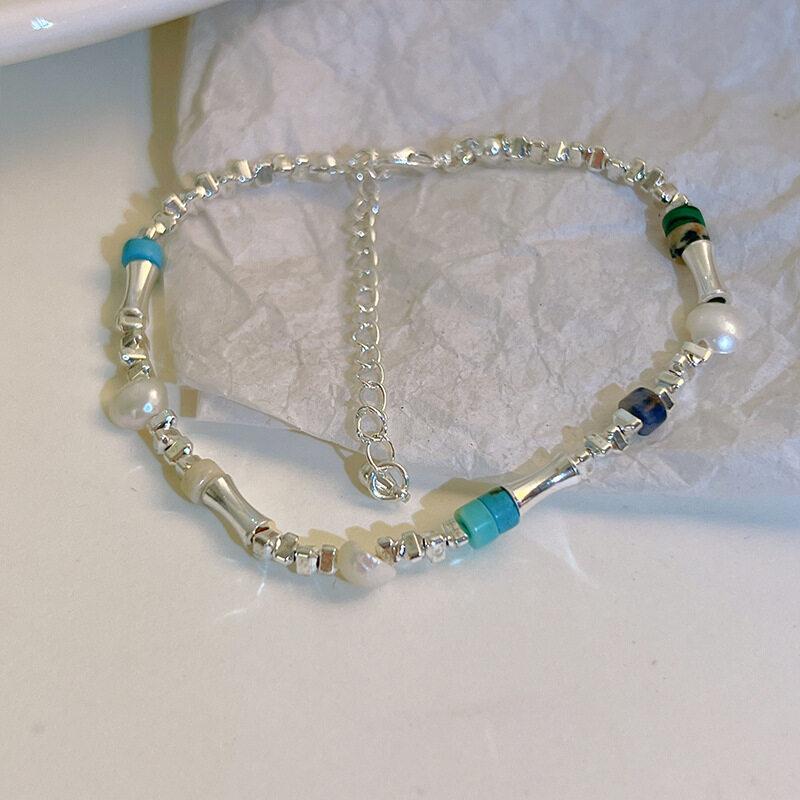 Broken Silver Faux Pearl Bracelet Fashion Charm Women INS Round Bead Bracelets Personality Girls Small Design Irregularly Cut Party Jewelry Gifts