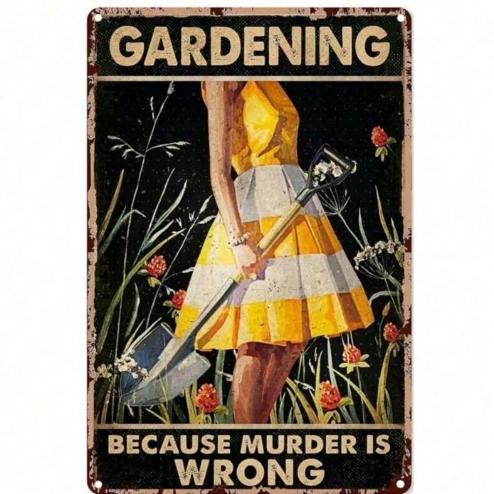 Retro Vintage Metal Garden Sign Humorous Wall Decor for Shed Outdoor