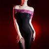 Öl Glänzend Kurzarm Jumpsuit Herren Damen Spitze Nylon Stretch Transparent Bodystocking Erotisch Gay Sissy Dessous Leotard Einteiler