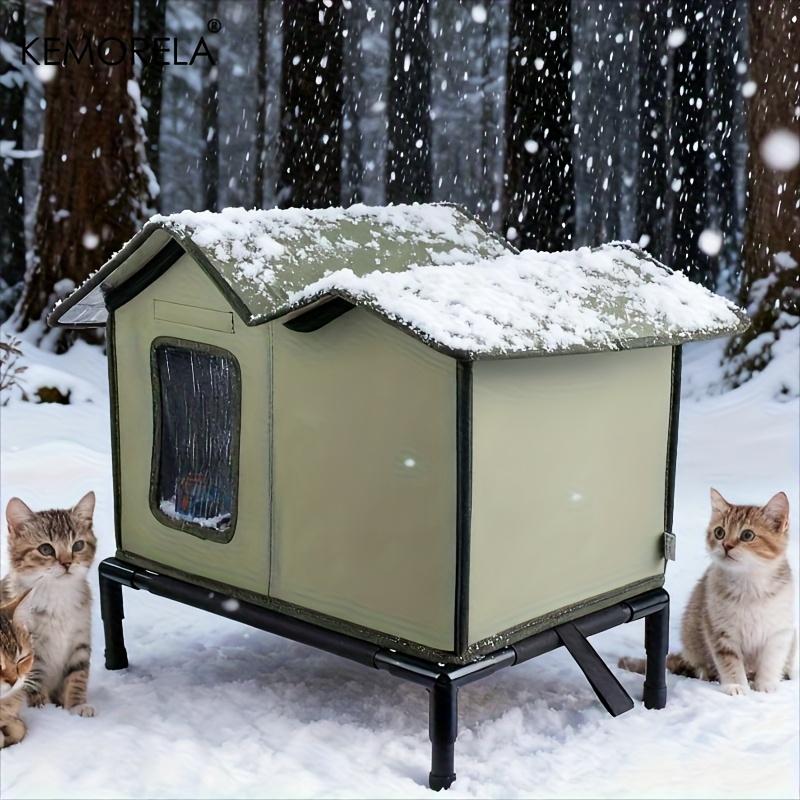 

Winter Outdoor Warm Cat Shelter with Shelf Durable Oxford Cloth Construction, Windproof Design,for Small Breeds & Cats With Stand армія зелений колір