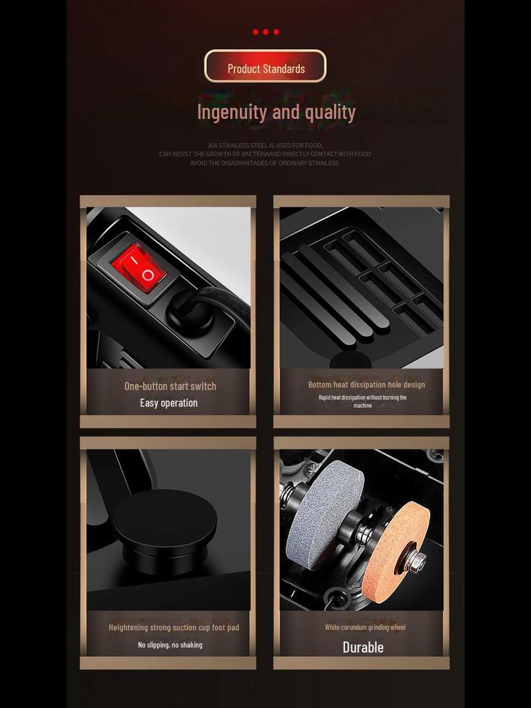 Automated Multi-Use Electric Knife Sharpener with Diamond and Jade Components