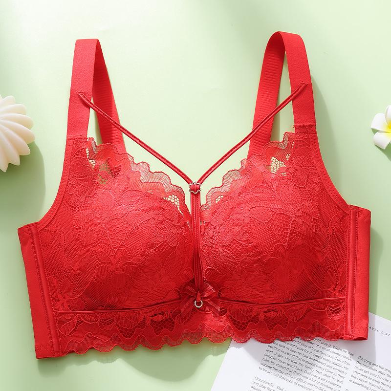 Sexy Bra Women's Lace Adjustable Bra Gathering Bra No Steel Ring Bra Anti Sagging Bra Double Breasted Bra