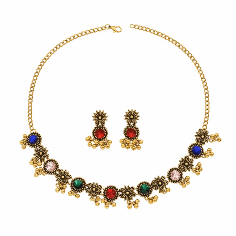 Rhinestone Tassel Jewelry Set Pendant Women Jewelry Set Elegant Necklace Earrings Set  Wedding разноцветный/золотой