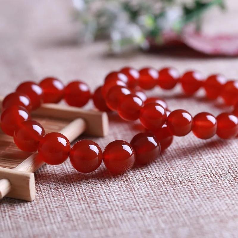 7A Natural Red Agate Bracelet for Girls - Year of the Rat, Simple & Versatile High Ice Red Chalcedony