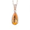 Naturlig Topas Citrin Halsband Damset S925 Sterling Silver Färgade Smycken Personlig Vattendroppe Form