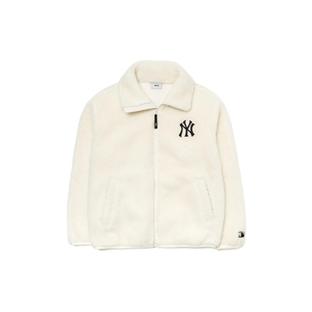 MLB Velvet Jackets Unisex Ivory White Lapel Thickened (Unisex) Velvet Jackets 3AJPF3016 50IVS
